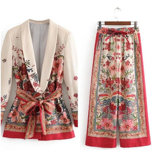 Vintage Print Female Suit Jacket