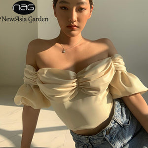 Crop Top Off Shoulder Blouse Women