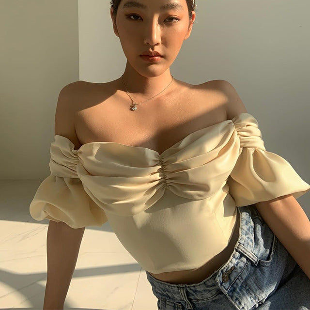 Crop Top Off Shoulder Blouse Women