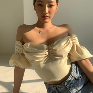 Crop Top Off Shoulder Blouse Women