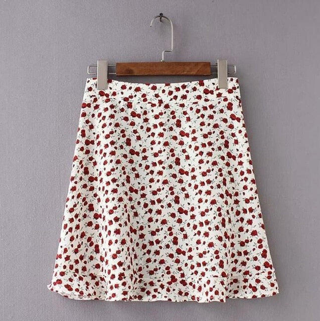 Women Dots Mini Skirt Green White