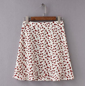 Women Dots Mini Skirt Green White