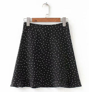 Women Dots Mini Skirt Green White